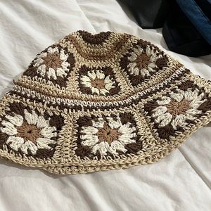 Adjustable crochet hat Browns and tans